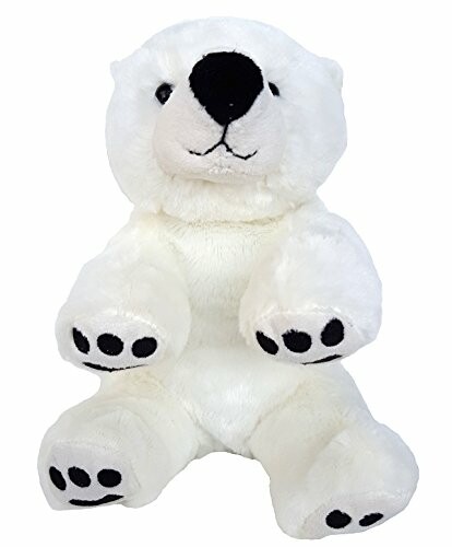 White polar bear stuffed animal toy with black nose and paws.